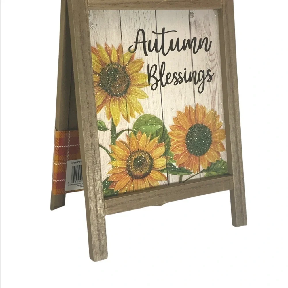 Autumn Blessings Table Decor Fall Flowers Easel Write On Blackboard 2 Si…